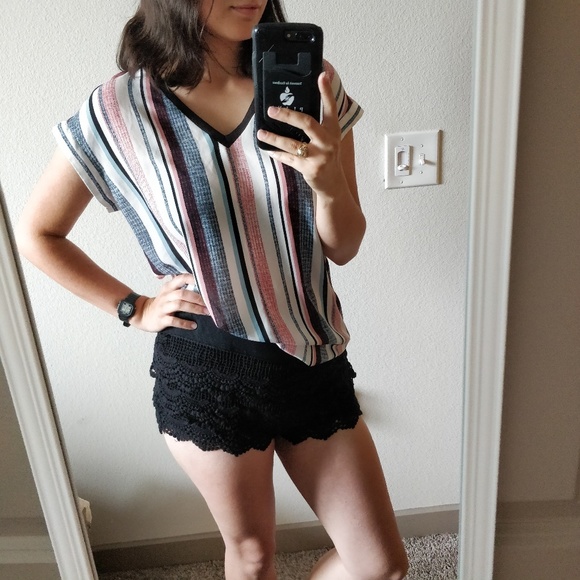 Striped V-neck Top - Picture 2 of 4